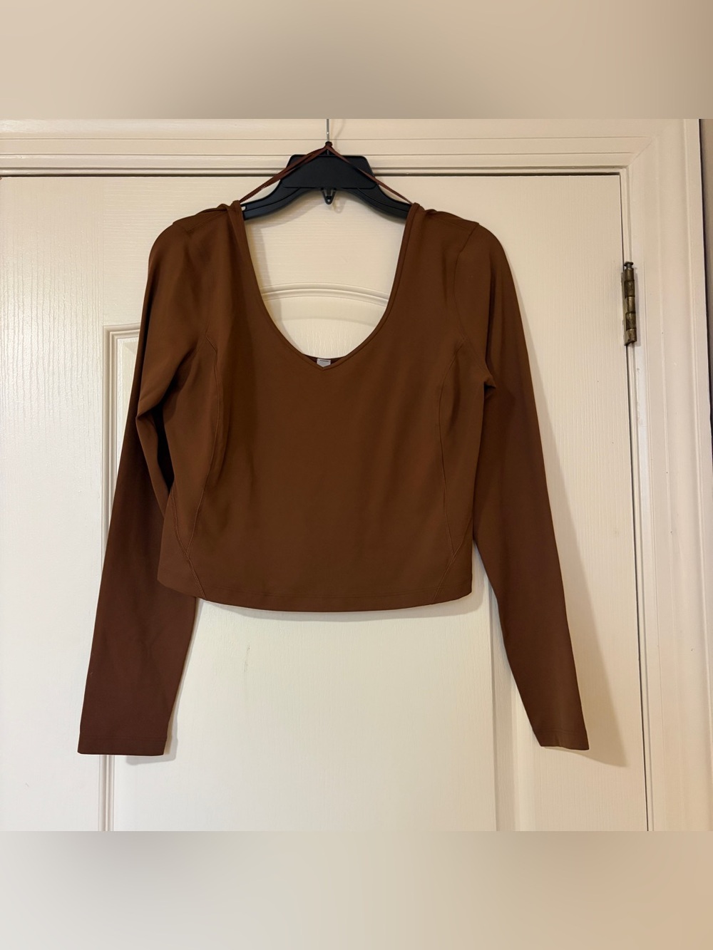 Women's Long Sleeve Scoop Neck Top - Coffee Brown